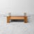 Coffee table. Wooden frame and glass top. Good condition, shows signs of wear. See photos.