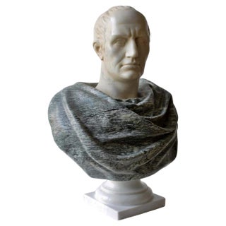 Carved Bust of Julius Caesar, Late 20th Century, Marble For Sale