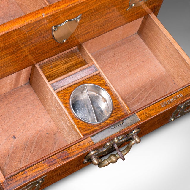 Antique Smoker's Box, English, Oak, Brass, Cigar Case, Club Lounge, Edwardian For Sale - Image 10 of 12