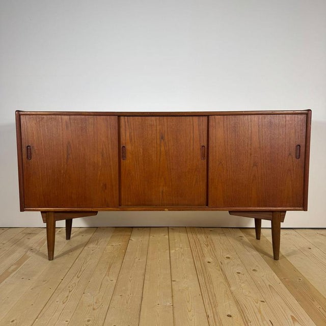 Vintage Scandinavian Teak Sideboard with Sliding Doors, 1960s For Sale - Image 5 of 8
