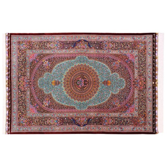 Exclusive Qom rug | Knot density: Very high, almost machine-woven | Material: Pure silk | Size: 205×139 cm | Condition:...