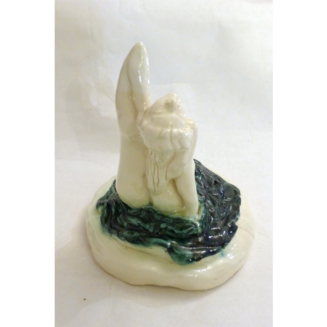Green Mid-Century Nude Bather Sculpture in Ceramic For Sale - Image 8 of 13