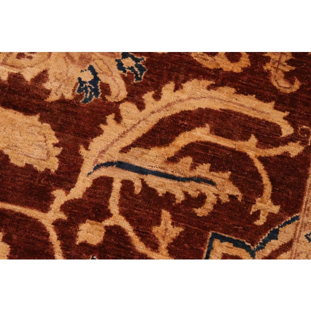 Oriental Ziegler Brown Blue Hand-Knotted Wool Rug - 8'1'' X 11'1'' For Sale - Image 4 of 8