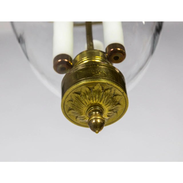 1980s 1980s Belle Epoque Style Brass & Glass Bell Jar Lantern With Smoke Bell & Swirling Chain For Sale - Image 5 of 12