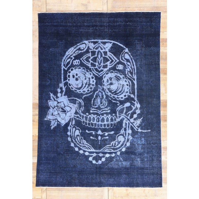Vintage Sugar Skull Overdyed Rug, 08'01 X 11'06 For Sale - Image 10 of 10