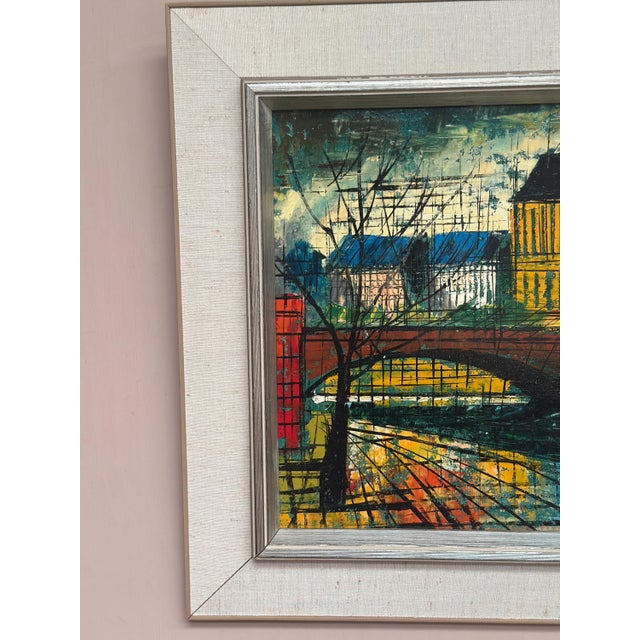 Sigma, City Motif with Bridge, 1960s, Oil on Canvas, Framed For Sale - Image 11 of 18
