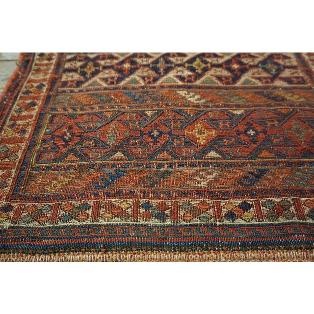 1900s Blue Navy Geometric Tribal Antique Pair of Persian Sumak Carpets 1'8" X 3'5" Woven Wool Rugs For Sale - Image 10 of 10