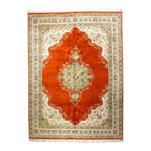 Contemporary Hand Knotted Red Tabriz Rug 8'10'' X 11'10''