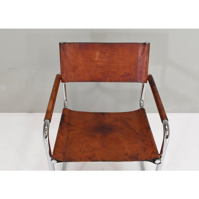 S34 Dining Armchair in Cognac Saddle Leather by Mart Stam for Fasem, 1970s For Sale - Image 10 of 18