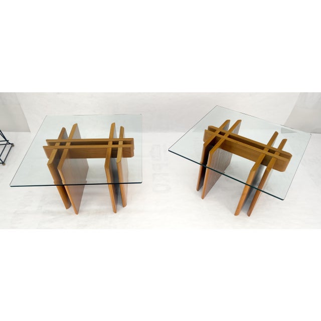 Pair Danish Teak Mid Century Modern Glass Tops End Side Lamp Tables Stands Mint For Sale - Image 14 of 18