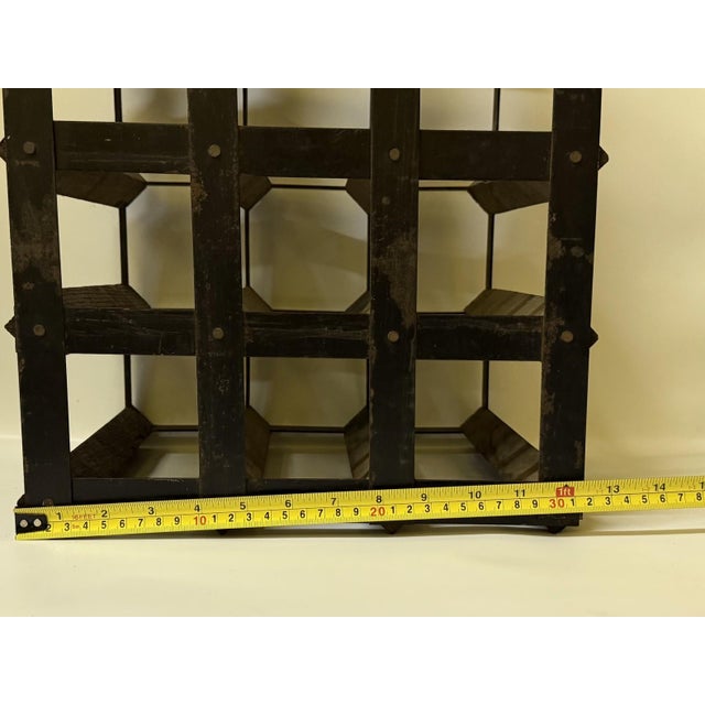 Vintage Industrial Wood & Galvanized Iron 12-Bottle Wine Rack For Sale - Image 10 of 10
