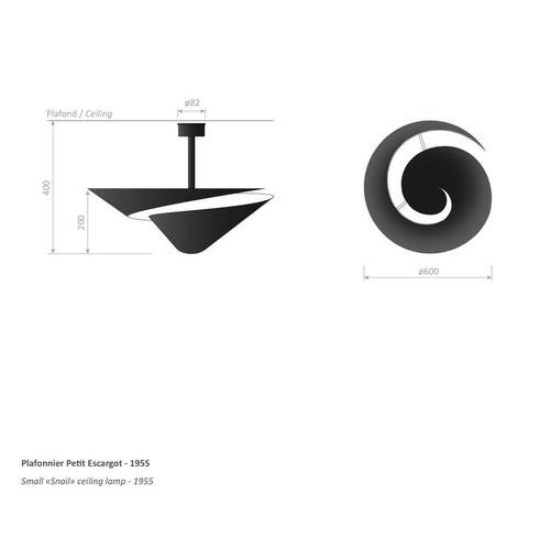 Mid-Century Modern Black Small Snail Ceiling Lamp by Serge Mouille For Sale - Image 6 of 8