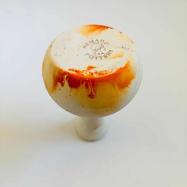Ceramic Nemadji Pottery Vase - Orange Swirls For Sale - Image 7 of 7