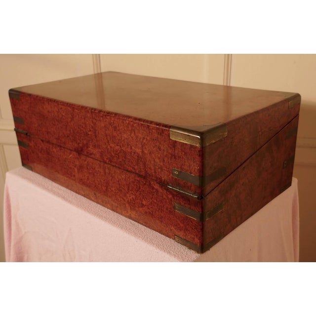 Antique Pollard Oak Campaign Writing Slope, 1880 For Sale - Image 4 of 10