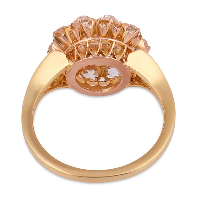 Early 20th Century Victorian Gia 2.23 Carat Old European Cut Diamond 18k Yellow Gold Cluster Ring, Size 6.25 For Sale In Los Angeles - Image 6 of 7