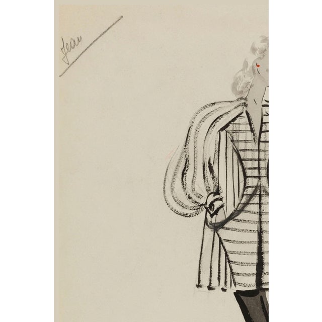 Jonathan Adler Vintage French Fashion Art Print – Black and White Fashion Illustration, 24" X 32" For Sale - Image 4 of 8