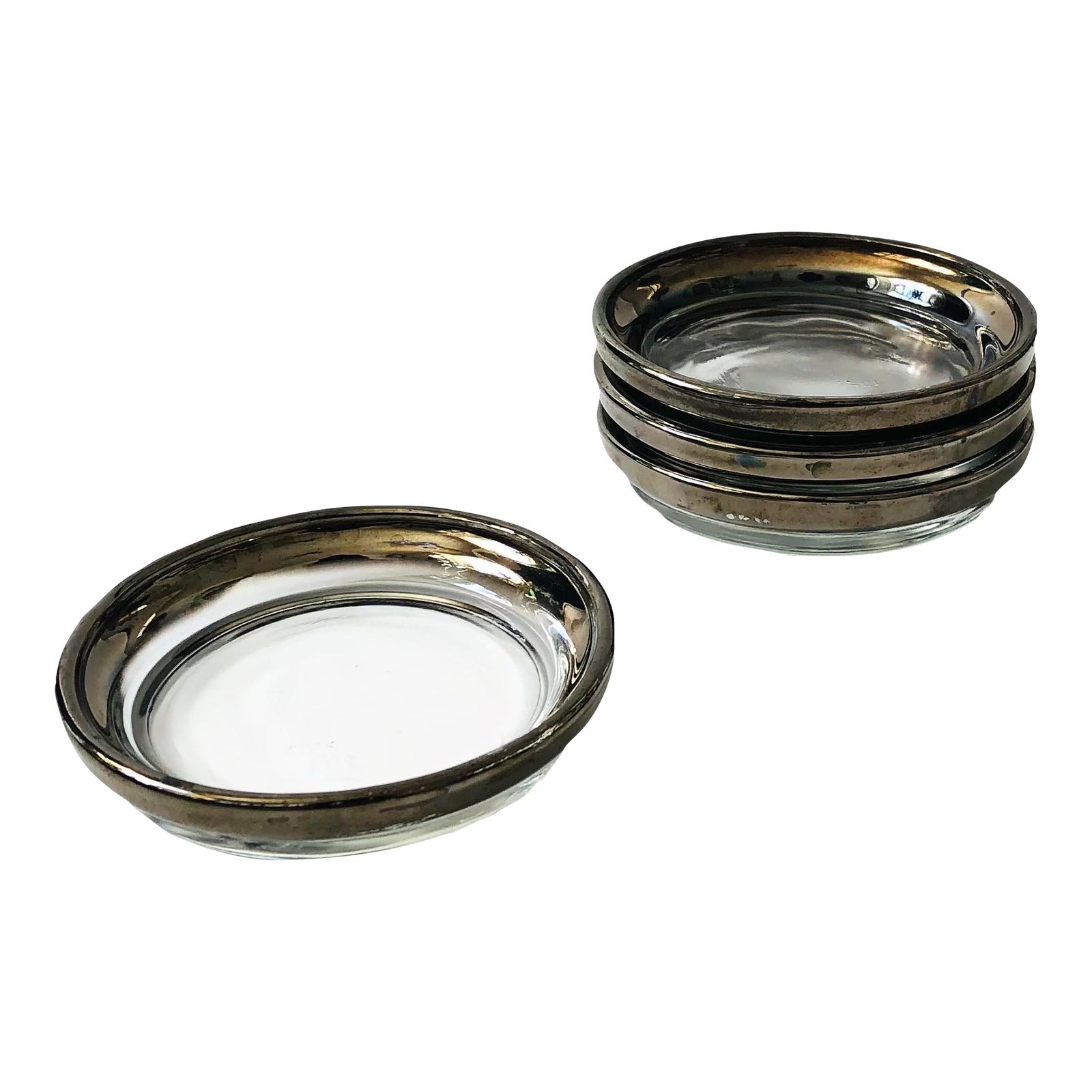 Vintage Glass Coasters With Silver Rims Set of 4 Chairish