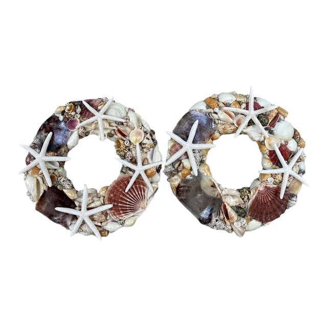 Vintage Round Frames With See Shells- A Pair For Sale