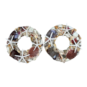 Vintage Round Frames With See Shells- A Pair