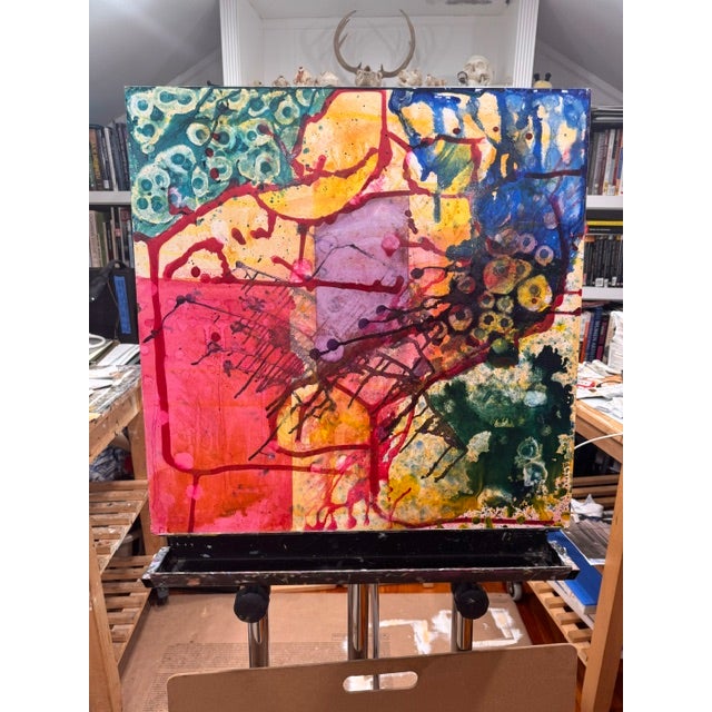 Paint Intersections by Kathleen Varadi, 2018 Ink on Gesso Board For Sale - Image 7 of 12
