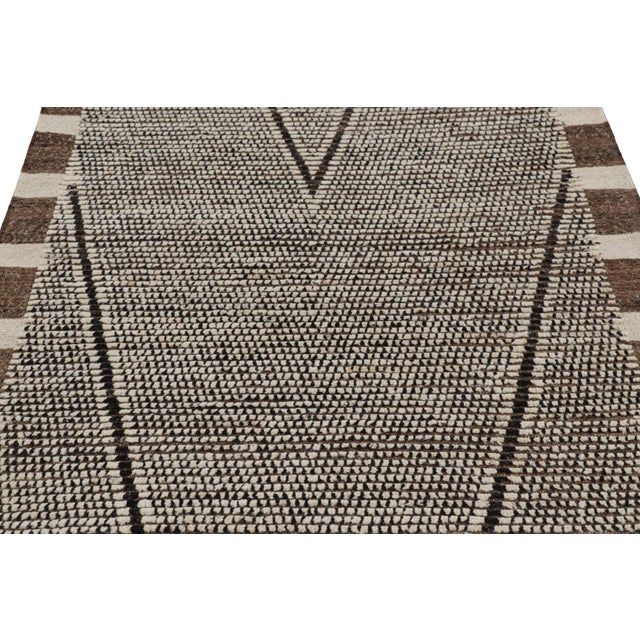 Modern Rug & Kilim’s Extra-Long Runner Rug in Beige-Brown With Stripes and Striae For Sale - Image 3 of 8