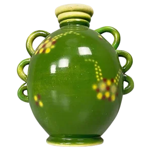 Italian Art Deco Green Ceramic Vase with a Circular Motif by Deruda, 1940s