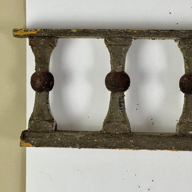 White Architectural Salvaged Wooden Balustrade Railing With Original White & Red Knots Paint For Sale - Image 8 of 11