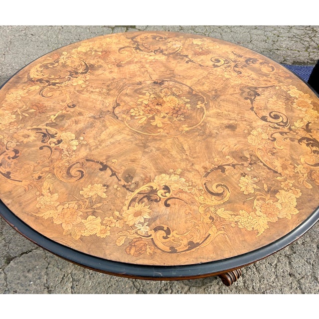 Outstanding Quality Antique Victorian Burr Walnut Marquetry Inlaid Dining Table For Sale - Image 4 of 12