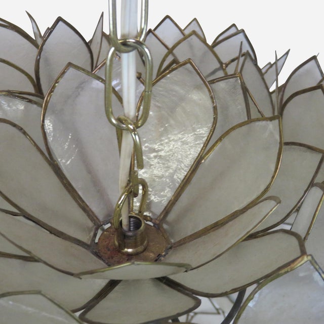 1960s 1960s Capiz Shell Lotus Pendant Light For Sale - Image 5 of 8
