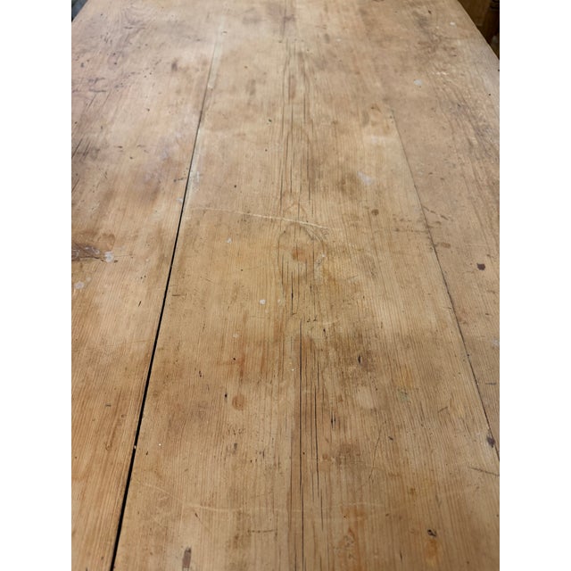 Antique Pine Farm Table With Drawer at Each End. Great Patina For Sale - Image 10 of 10