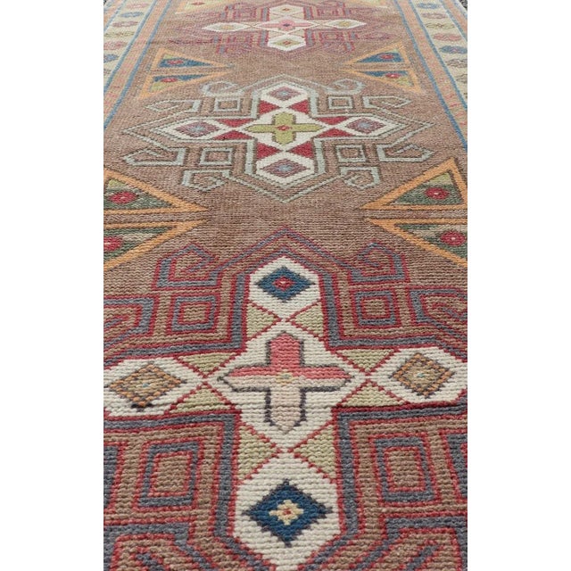 Vintage Turkish Oushak Geometric Cross Medallion's With Floral Border 2'7 X 5'9 For Sale - Image 4 of 10