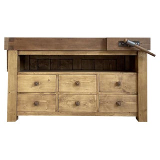 Narrow Workbench with Drawers For Sale