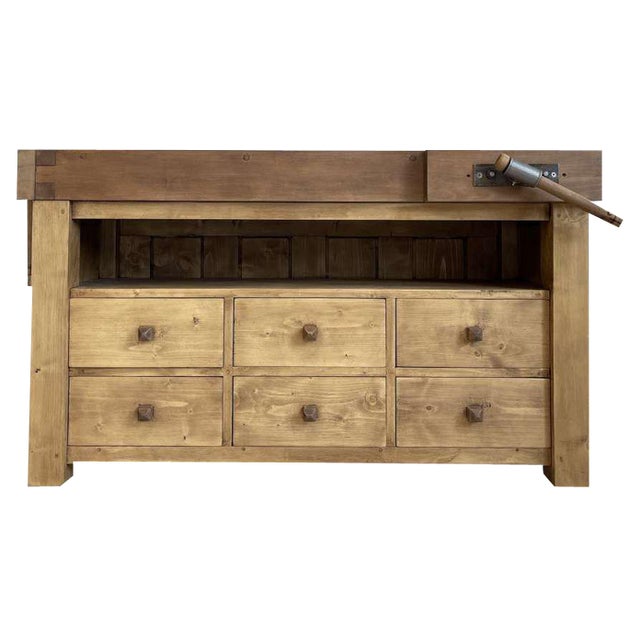 Narrow Workbench with Drawers For Sale