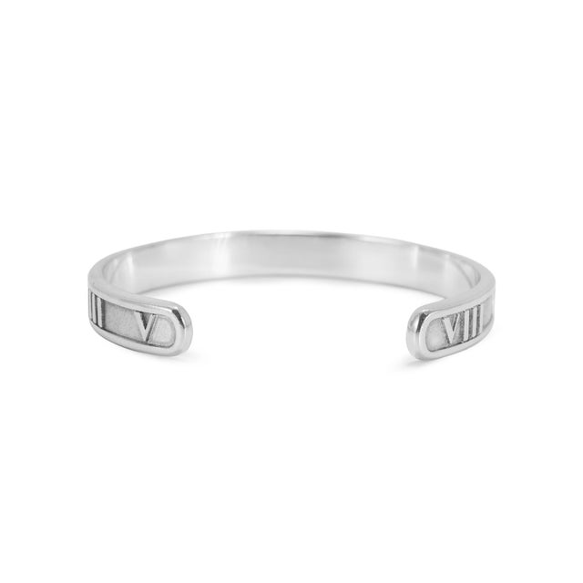 Tiffany & Co. Atlas 925 Sterling Silver Roman Numeral Cuff Bangle Bracelet For Sale In Houston - Image 6 of 8