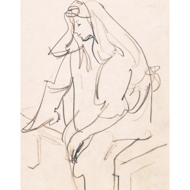 'Woman Seated' by Victor Di Gesu, Carmel Artist, Louvre, Academie Chaumiere, Paris, San Francisco Art Association, Los Angeles County Museum of Art For Sale