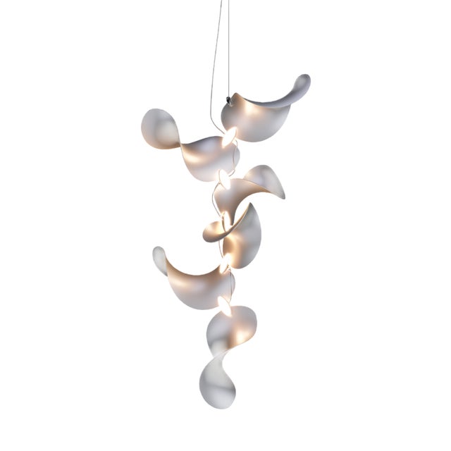 Dune 6 Vertical Cluster Light with Silver Anodized Shades by Daniel Becker For Sale