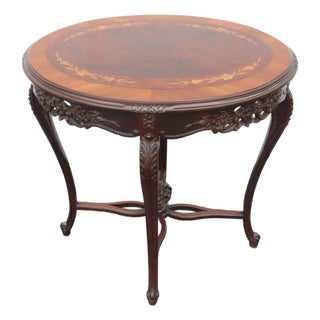 French Early 1900s Hand Carved Inlay Side End Center Table 6668 For Sale