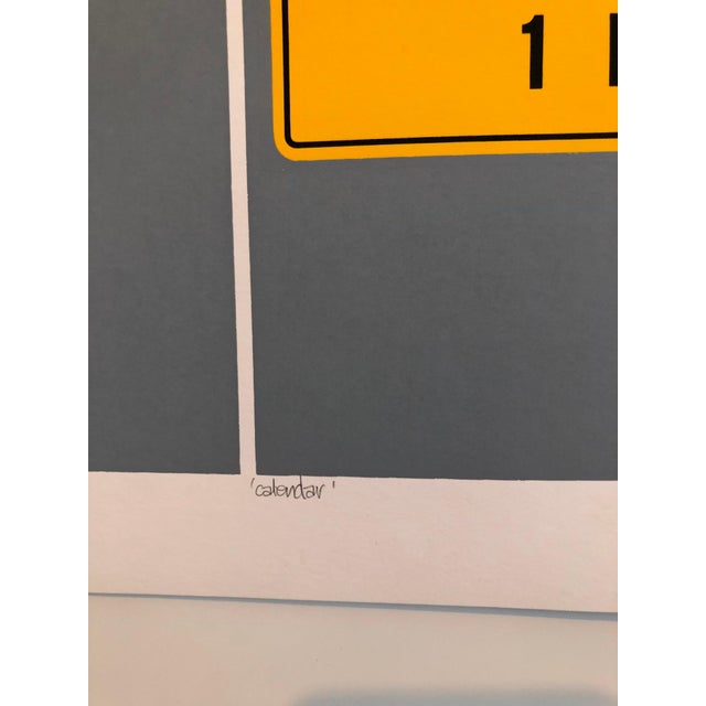 Pop Art Paul M. Levy, Pop Art 1970s Vintage Silkscreen Screen Print Street Signs Titled Calendar, 1975 For Sale - Image 3 of 8