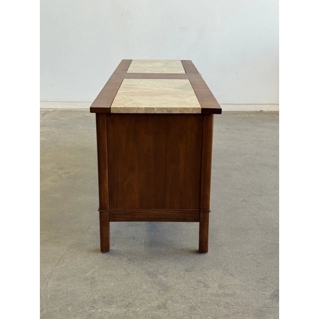 Brown 1960s Arched Walnut Credenza With Stone Inlay Top For Sale - Image 8 of 15