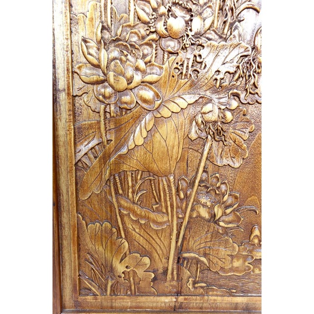 Carved Wooden Panels with Floral and Animal Decorations, Indochina / Vietnam, Early 20th Century, Set of 3 For Sale - Image 6 of 17