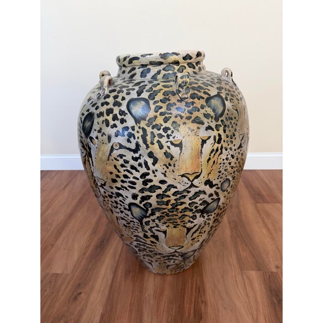 20th Century Cheetah Motif Ceramic Urn For Sale - Image 16 of 17
