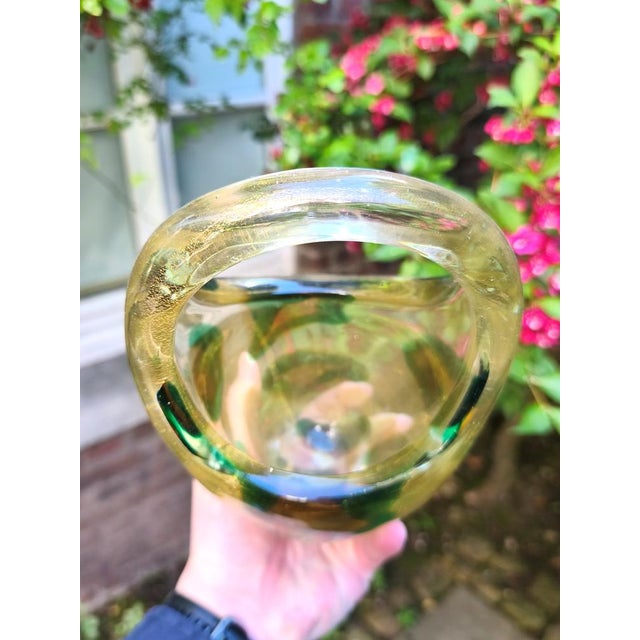Glass Vintage Macchie Ambre Verde Vessel by Archimede Seguso, 1950s For Sale - Image 7 of 10