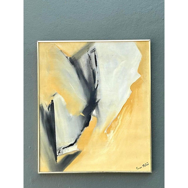 Vintage Original Abstract Oil Painting on Canvas For Sale - Image 9 of 11