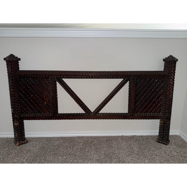 Antique Tramp Art Bed For Sale - Image 12 of 12
