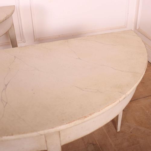 Painted Demi Lune Console Tables, Set of 2 For Sale - Image 5 of 8