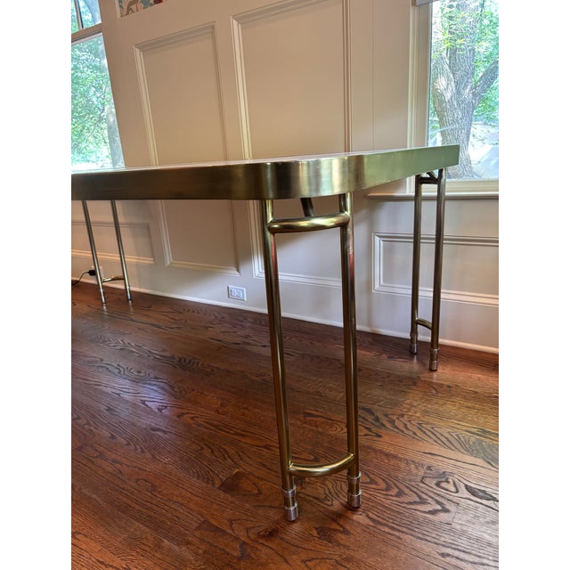 2010s Bethan Gray for Anthropologie Strike Collection Carrara Marble & Brass Dining Table For Sale - Image 5 of 5