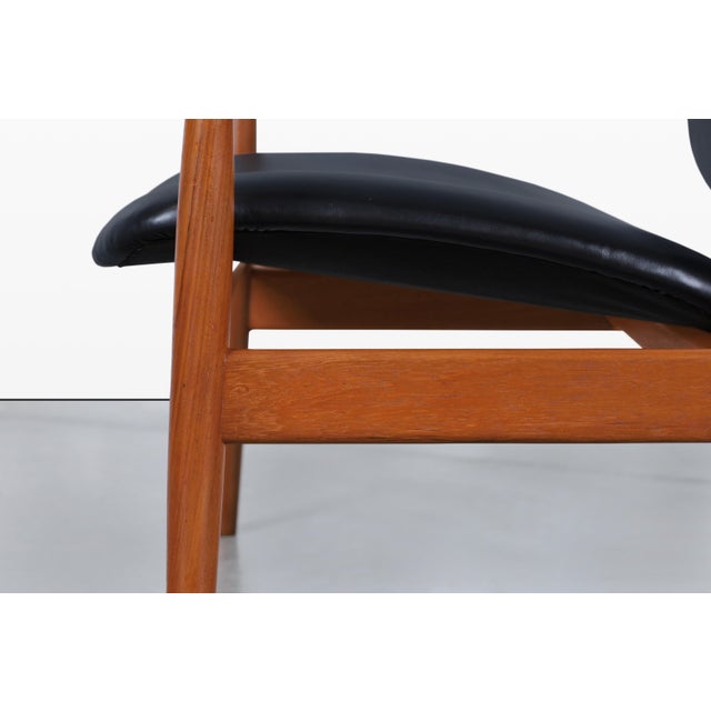 Black Danish Modern Fd-136 Teak and Leather Lounge Chair by Finn Juhl for France and Son For Sale - Image 8 of 14