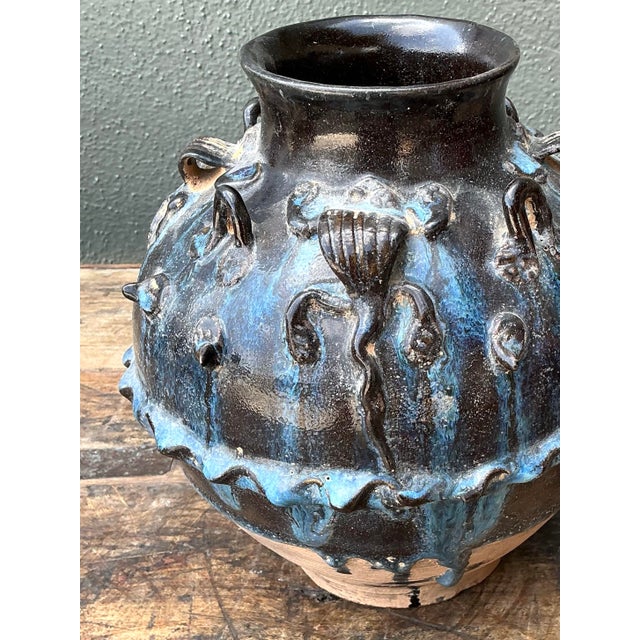 Black Vintage Original Studio Pottery Urn For Sale - Image 8 of 12