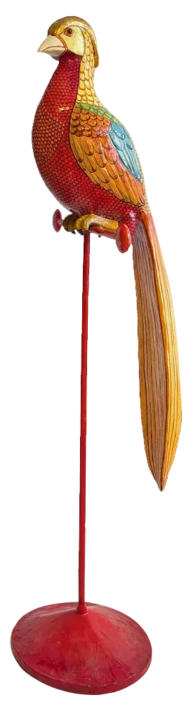 Sergio Bustamante, Floorstanding Golden Pheasant Sculpture, 1970s, Papier Mache