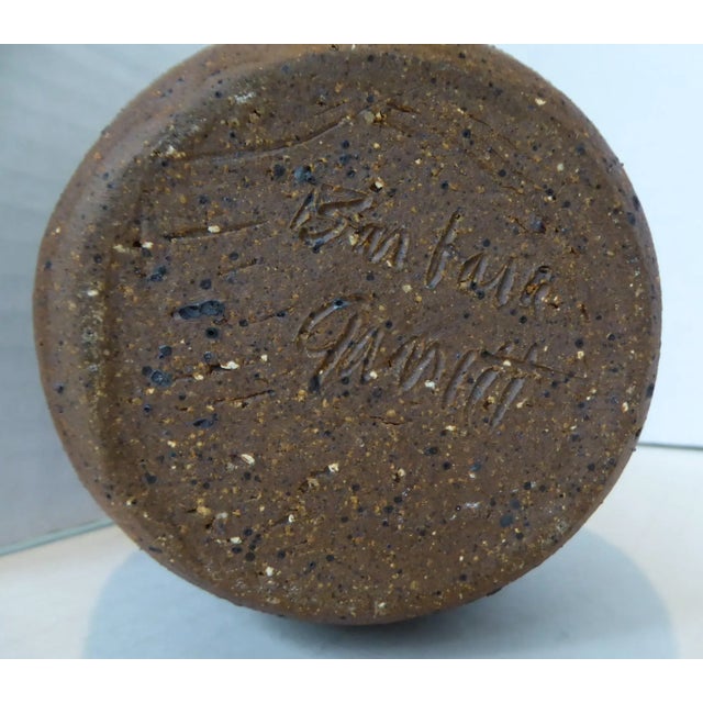 1950s Barbara Garrett Organic Mid Century Modern Pair of Stylized Stoneware Pottery Owls For Sale - Image 9 of 12